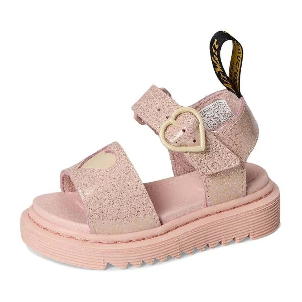 Dr. Martens Marlowe Hearts Strappy Kids 9 Powder Pink Leather Sandals ZOGG2716 - Picture 3 of 14